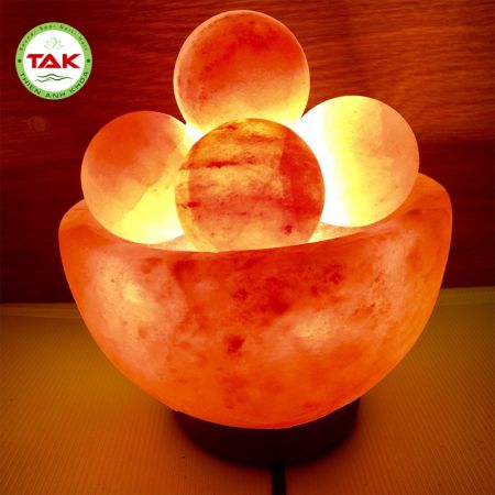 Đèn đá muối hình bát - tài lộc Đèn đá muối hình bát - tài lộc