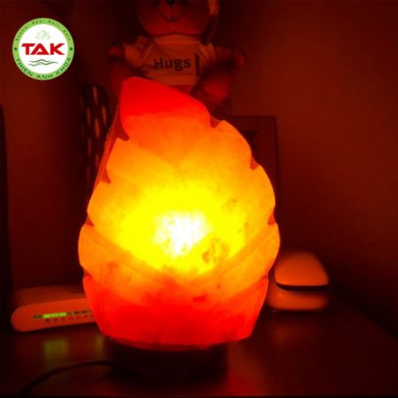Đèn đá muối hình lá Đèn đá muối hình lá